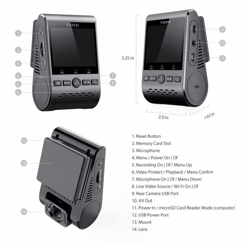 A129 Plus Duo 2 Channel Dual Dashcam (EMMC) – Front & Rear