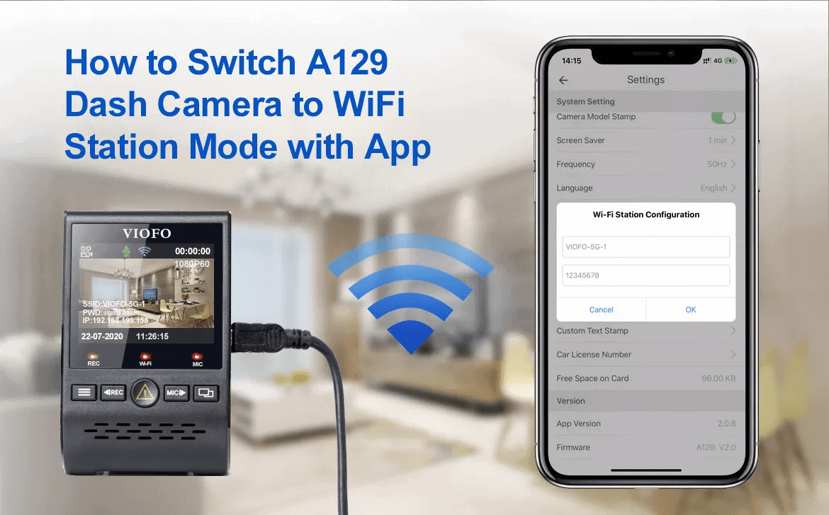 How to Switch A129 Dash Camera to WiFi Station Mode with App