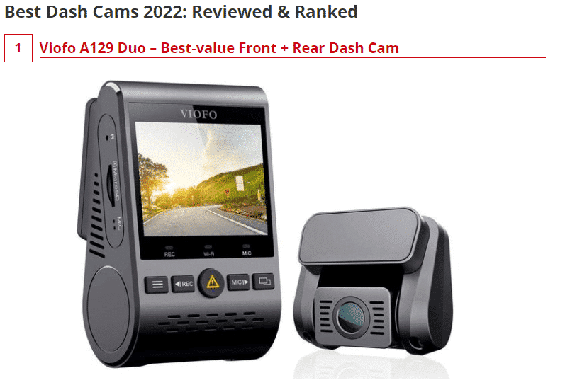 4 Viofo Products in Tech Advisor’s Best Dash Cams in 2022
