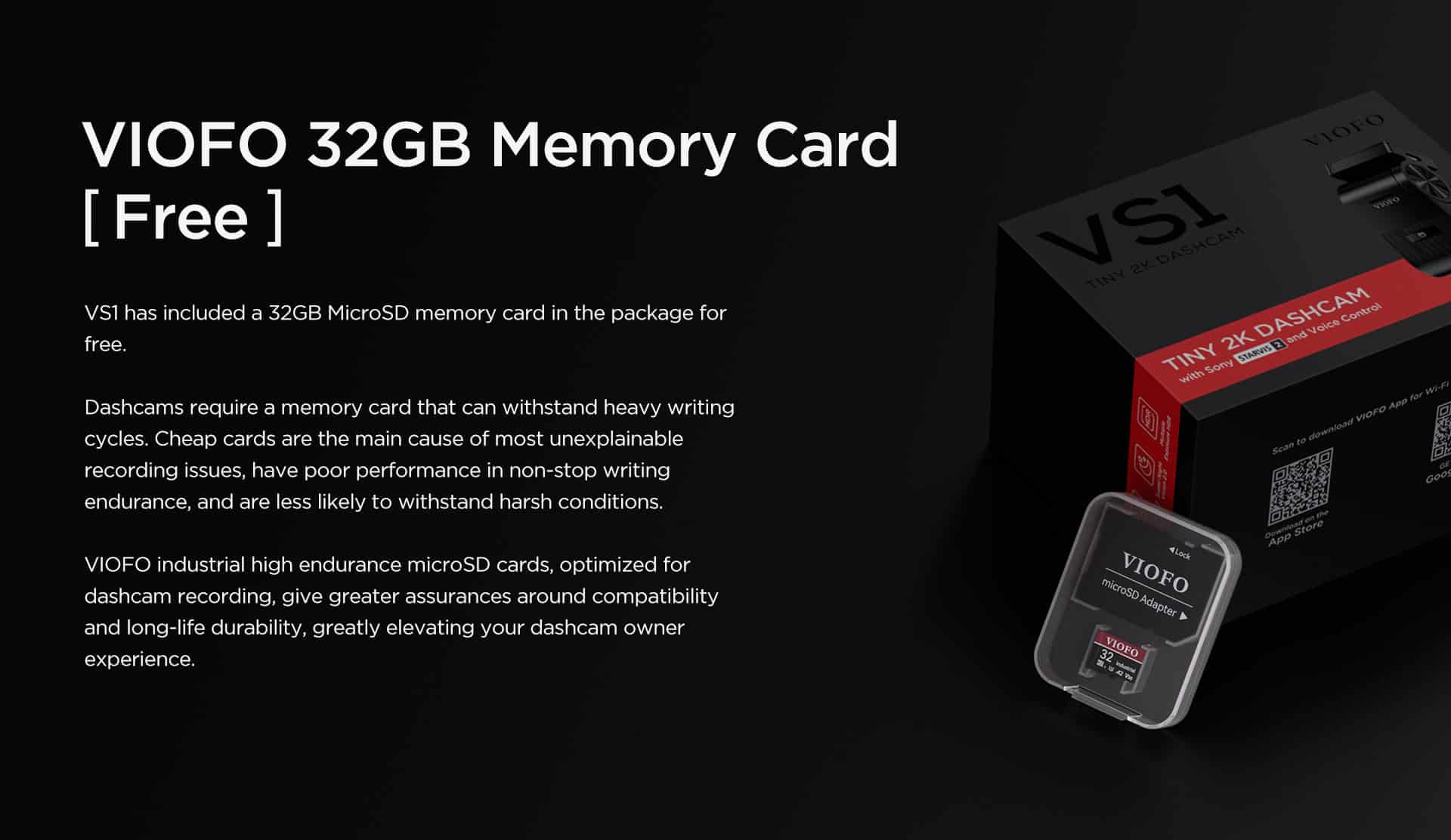 Viofo VS1 Free 32gb Memory Card