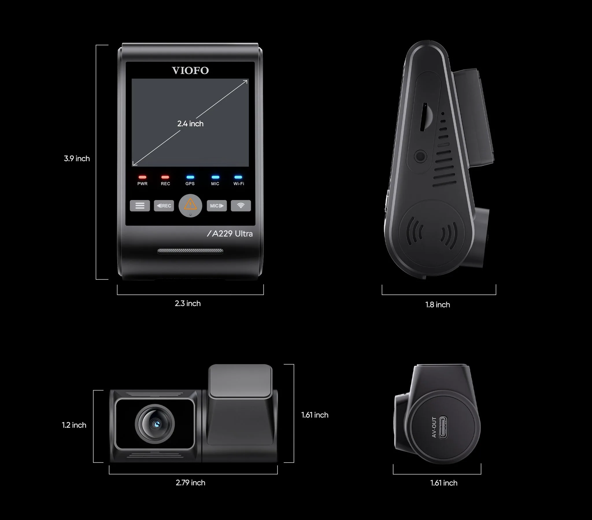 A229 Ultra front and rear camera dimensions
