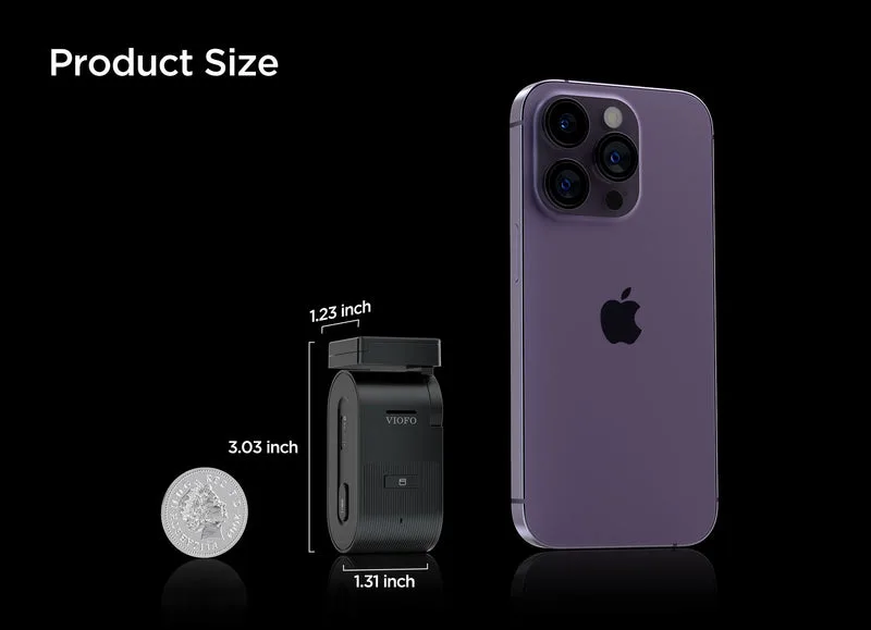 VS1 size comparison next to a phone and coin