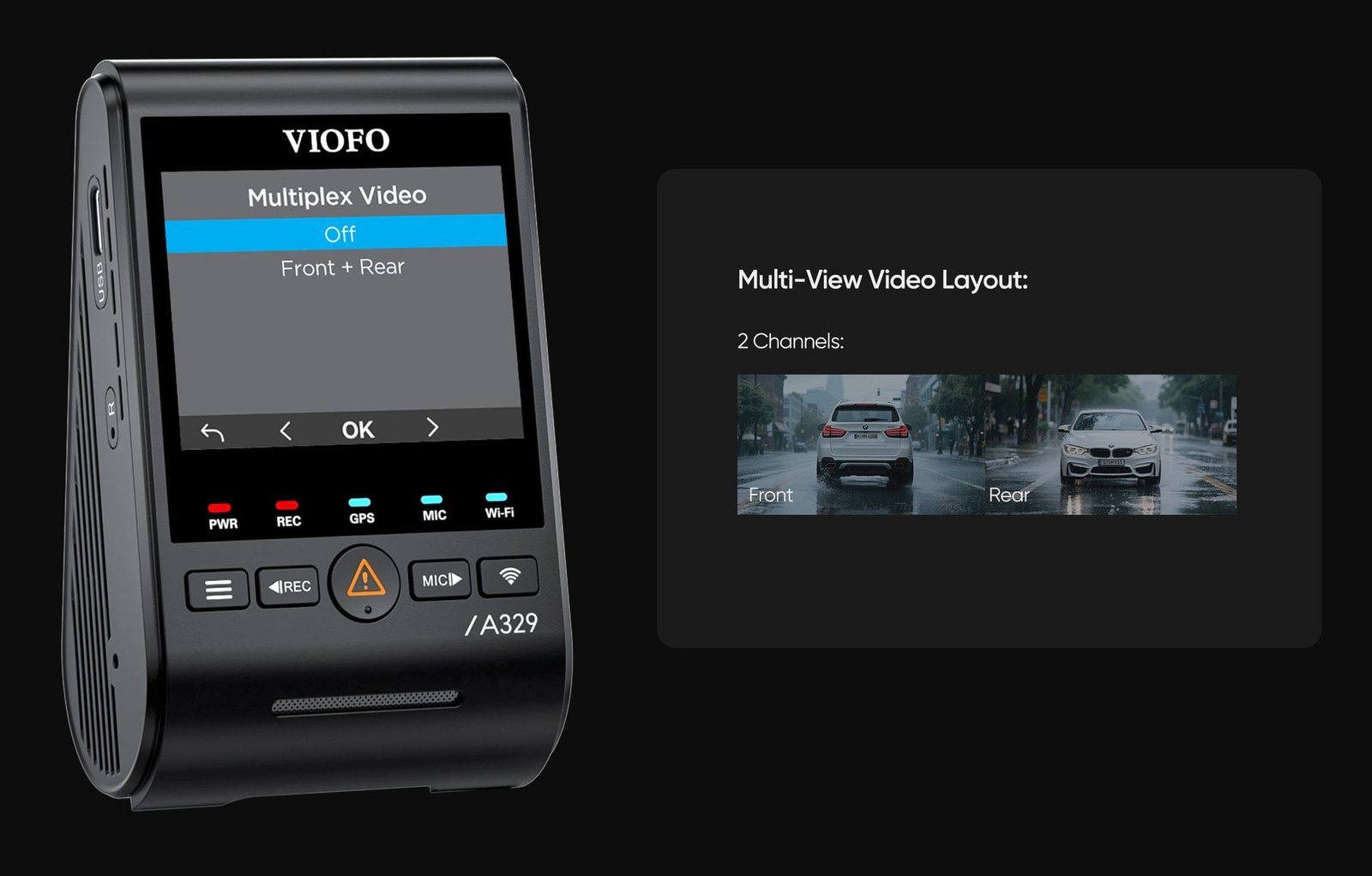 Multiplex front and rear views in one video