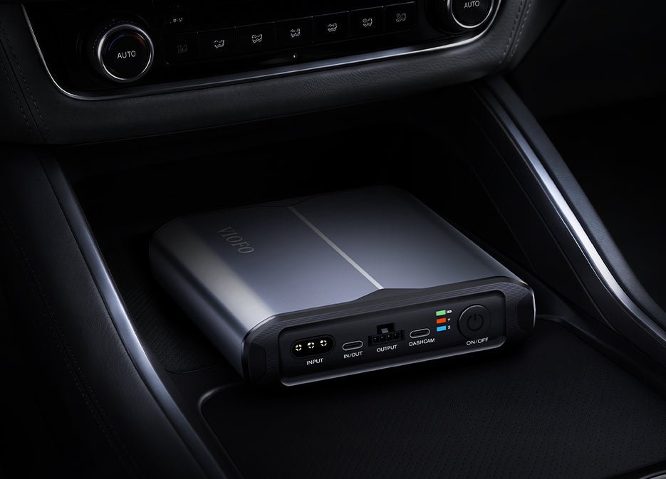 BP60 5000mAh dash cam battery pack for parking mode 20 BP60 installed inside a vehicle centre console
