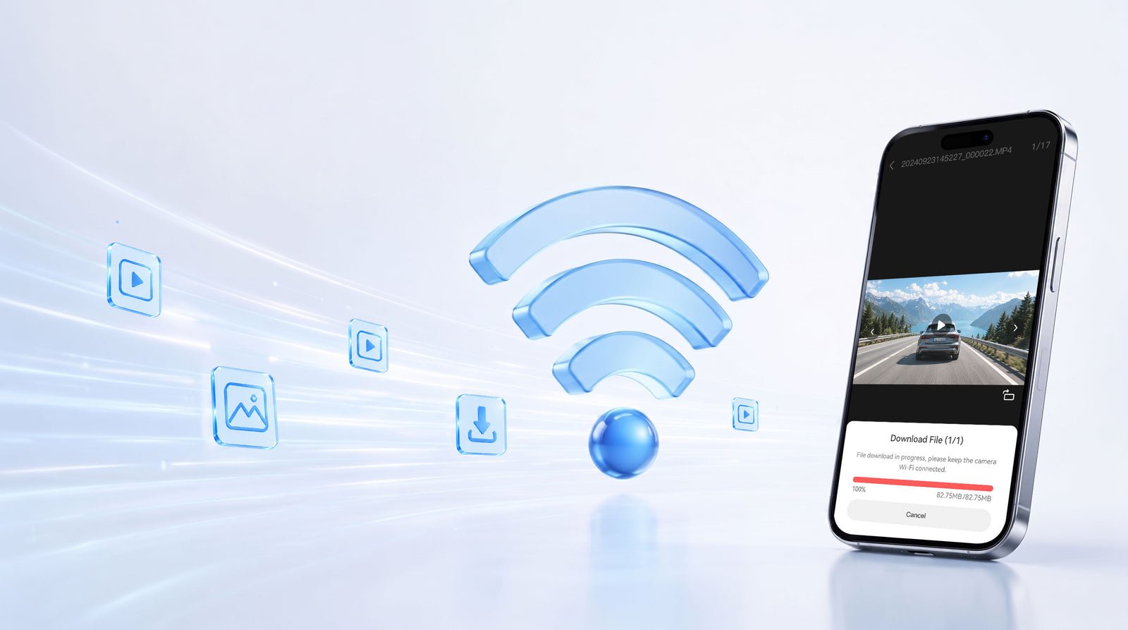 A149 Pro Wi-Fi 6 recording downloads to a phone