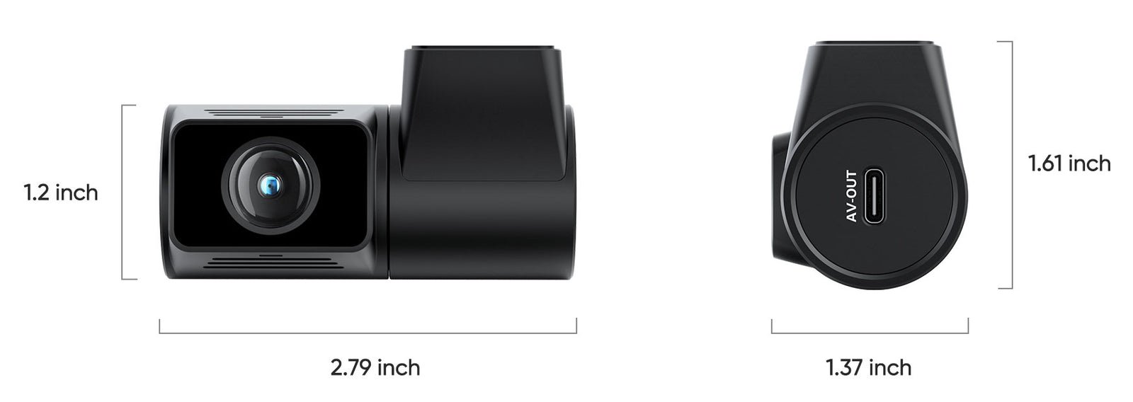 A149 Pro 2CH 4K front + 1080P rear, Sony STARVIS 2 sensor | a149 pro product size tab 02 rear camera dimensions