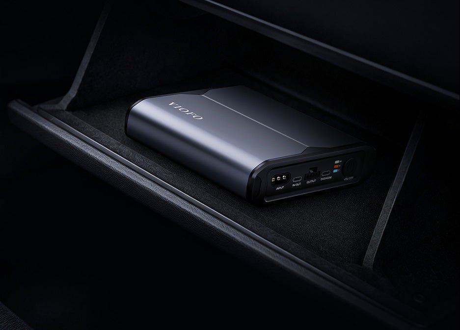 BP60 5000mAh dash cam battery pack for parking mode 19 BP60 installed inside a vehicle glove compartment