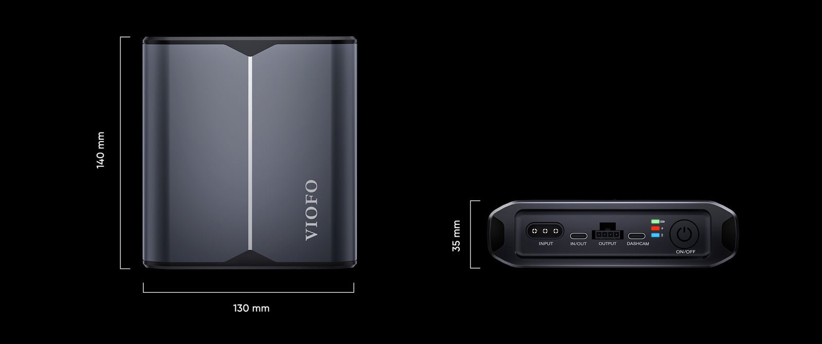 BP60 5000mAh dash cam battery pack for parking mode 23 BP60 dimensions: 130 by 140 by 35 millimetres