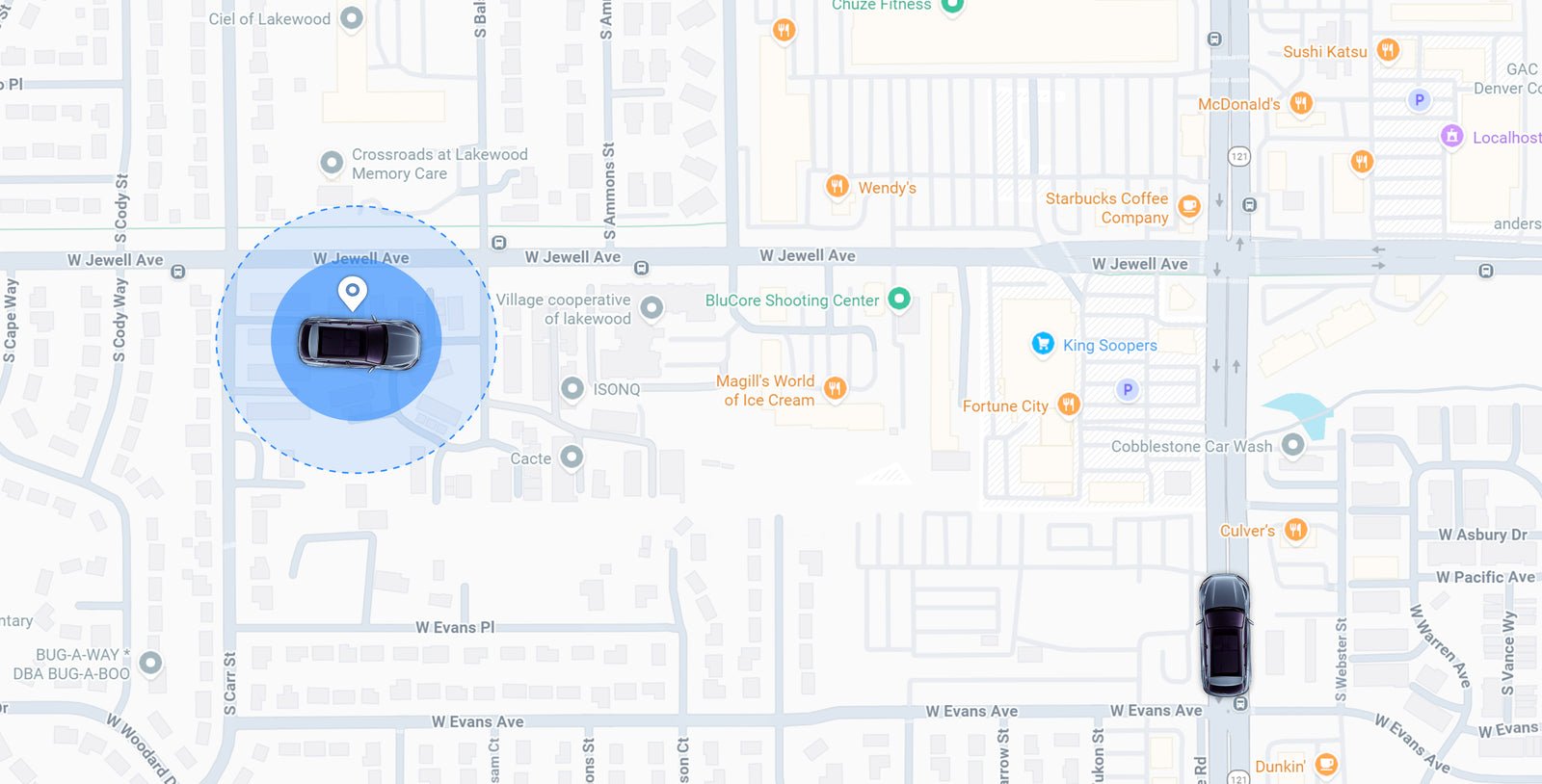 T340 smart geofencing map and trusted parking locations